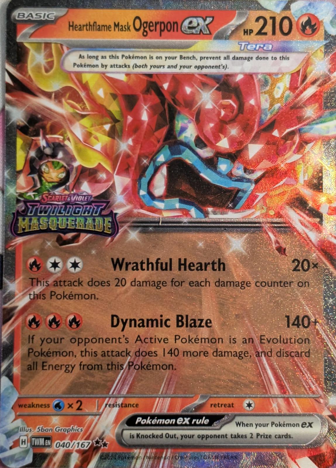 Twilight Masquerade Hearthflame Mask Ogerpon [Stamped] Pokémon card